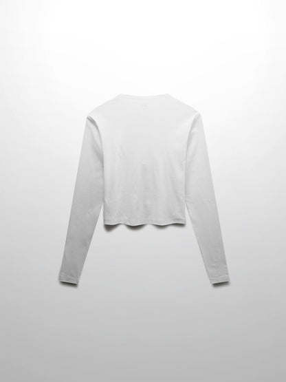 Basic T-Shirt Cropped Cardigan-White-2