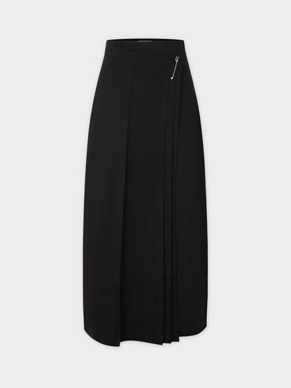 Pin Closure Wrap Skirt-Black-1