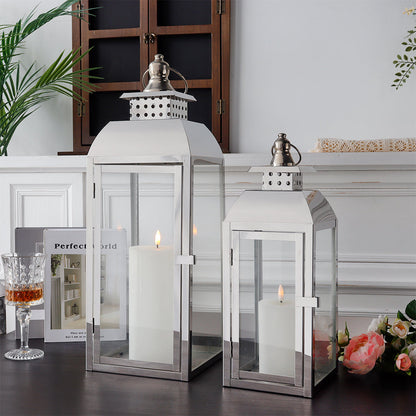 20.5"&15" High Stainless Steel Decorative Candle Lanterns ( Set of 2 )-1