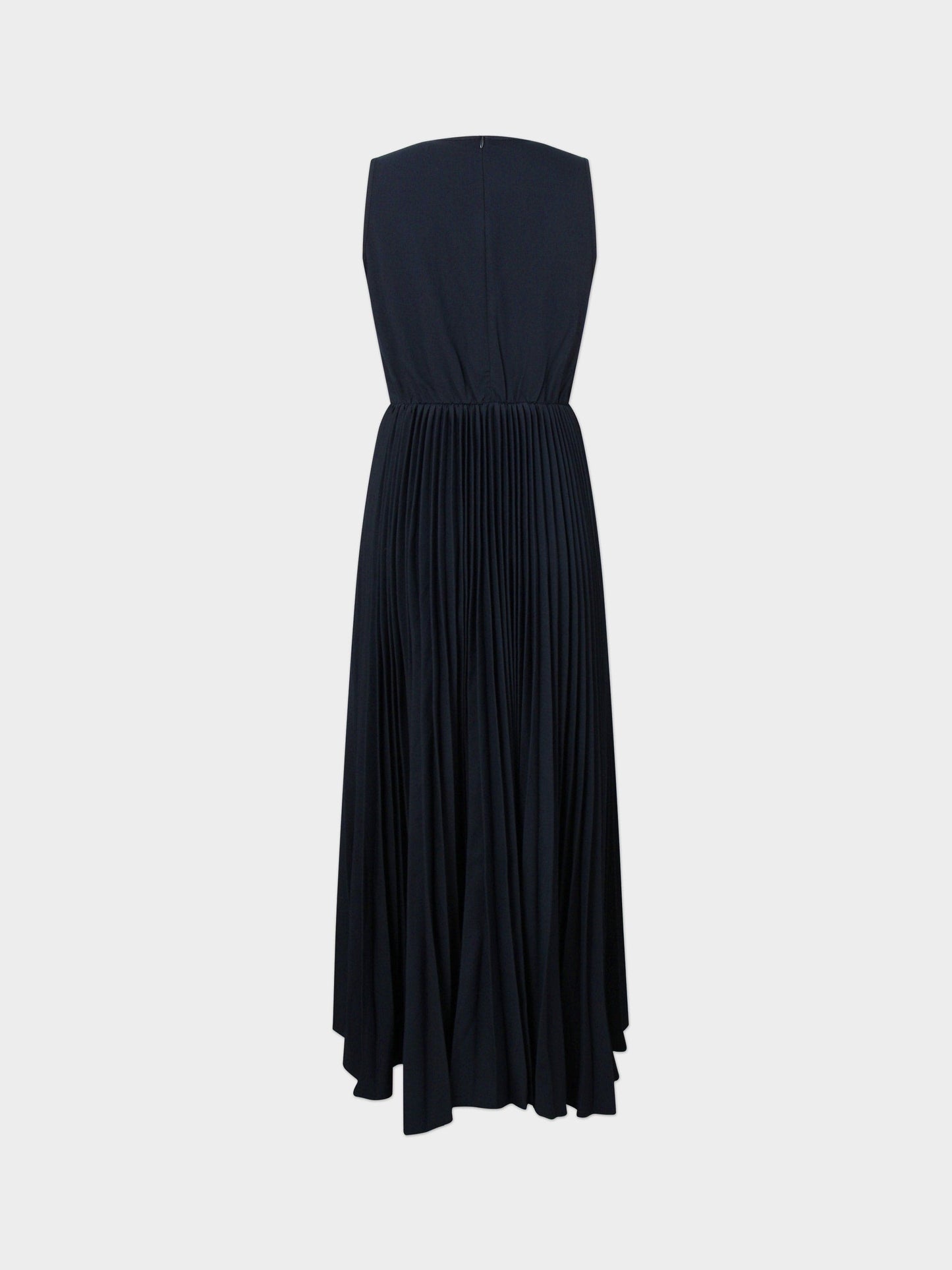 Pleated Slip Dress-Navy-2