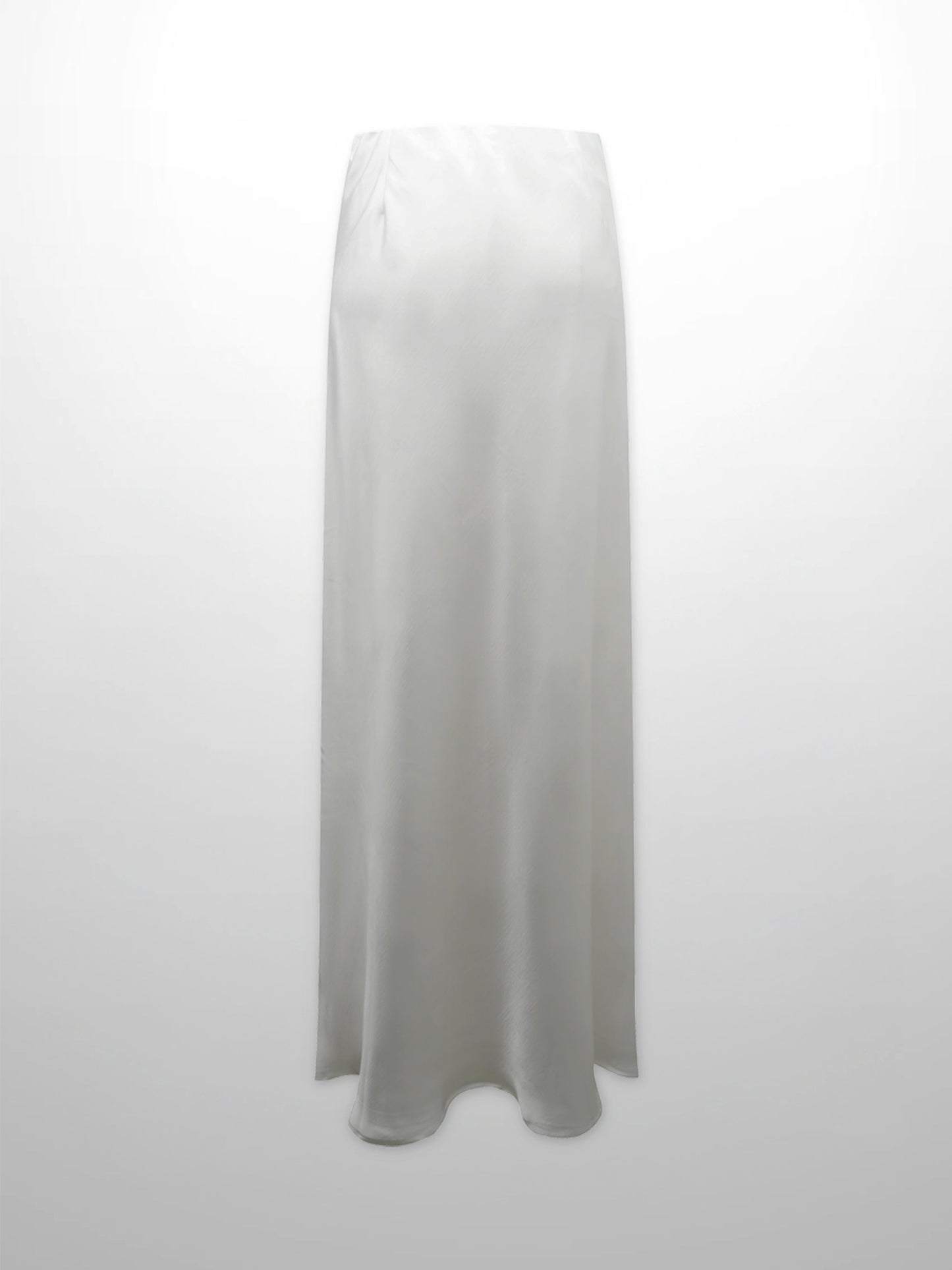 Faux Satin A-Line Skirt-White-1