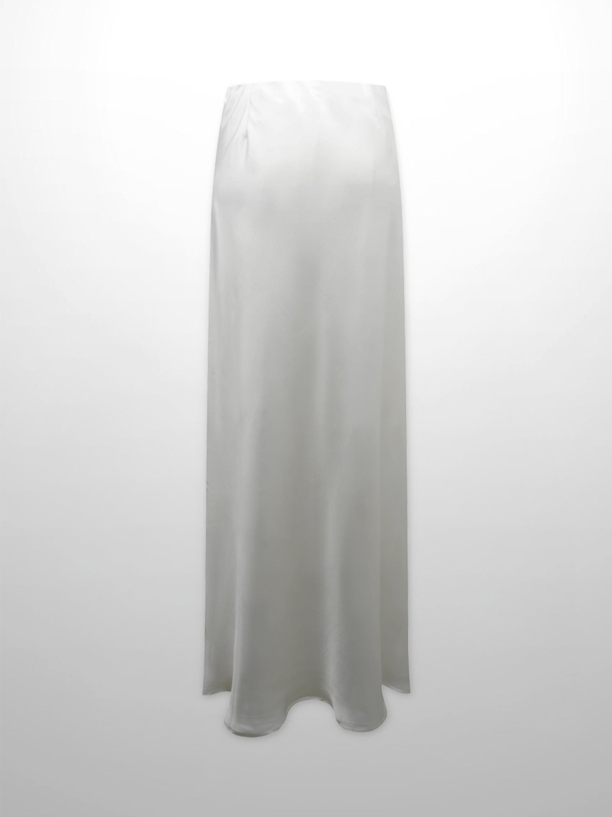 Faux Satin A-Line Skirt-White-1