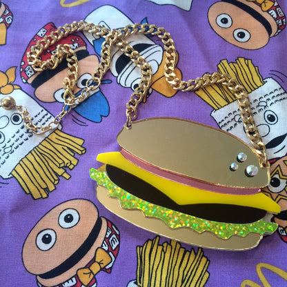 Hamburger Acrylic Large Food Necklace-1