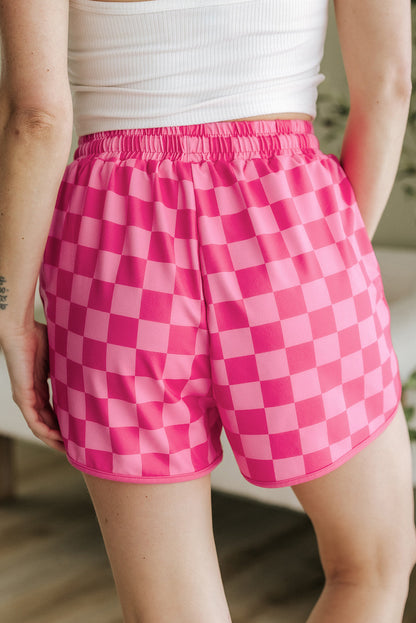 Checkered Drawstring Casual Shorts-1