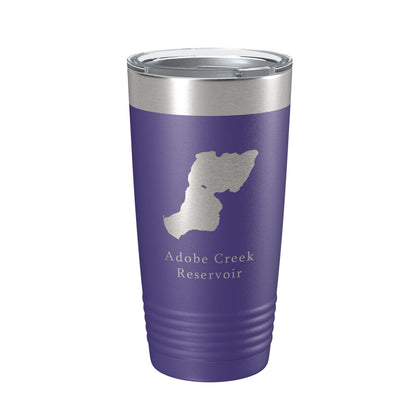 Adobe Creek Reservoir Tumbler Lake Map Travel Mug Insulated Laser Engraved Coffee Cup Colorado 20 oz-15