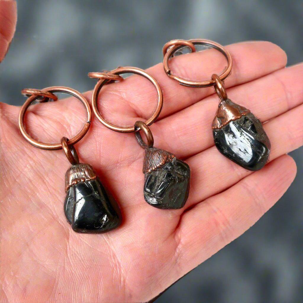 Black Tourmaline Copper Keychain | Handmade by Blackbird & Sage-2