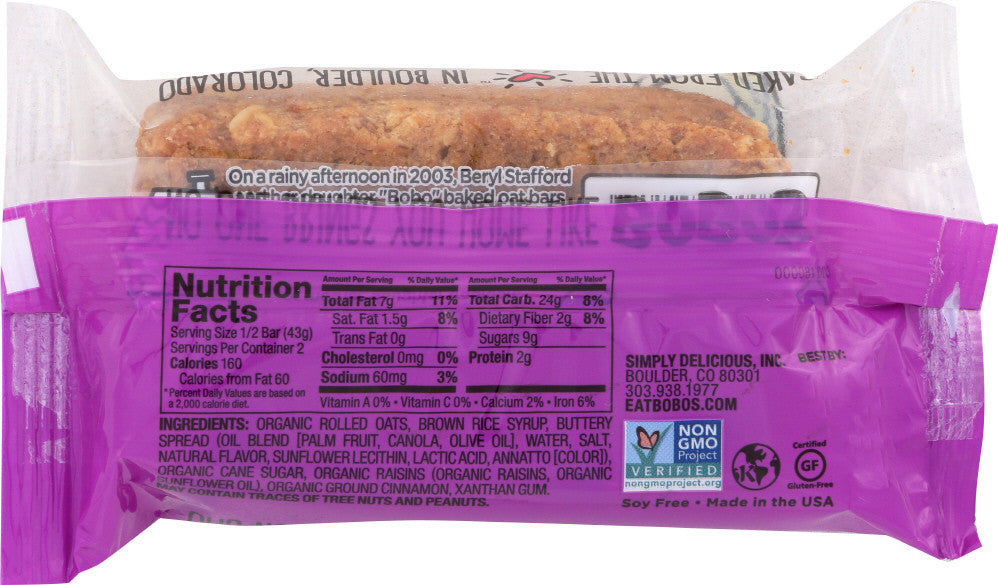 Bobo's Oat Bars All Natural Cinnamon Raisin Oat Bar (12x3 Oz)-2
