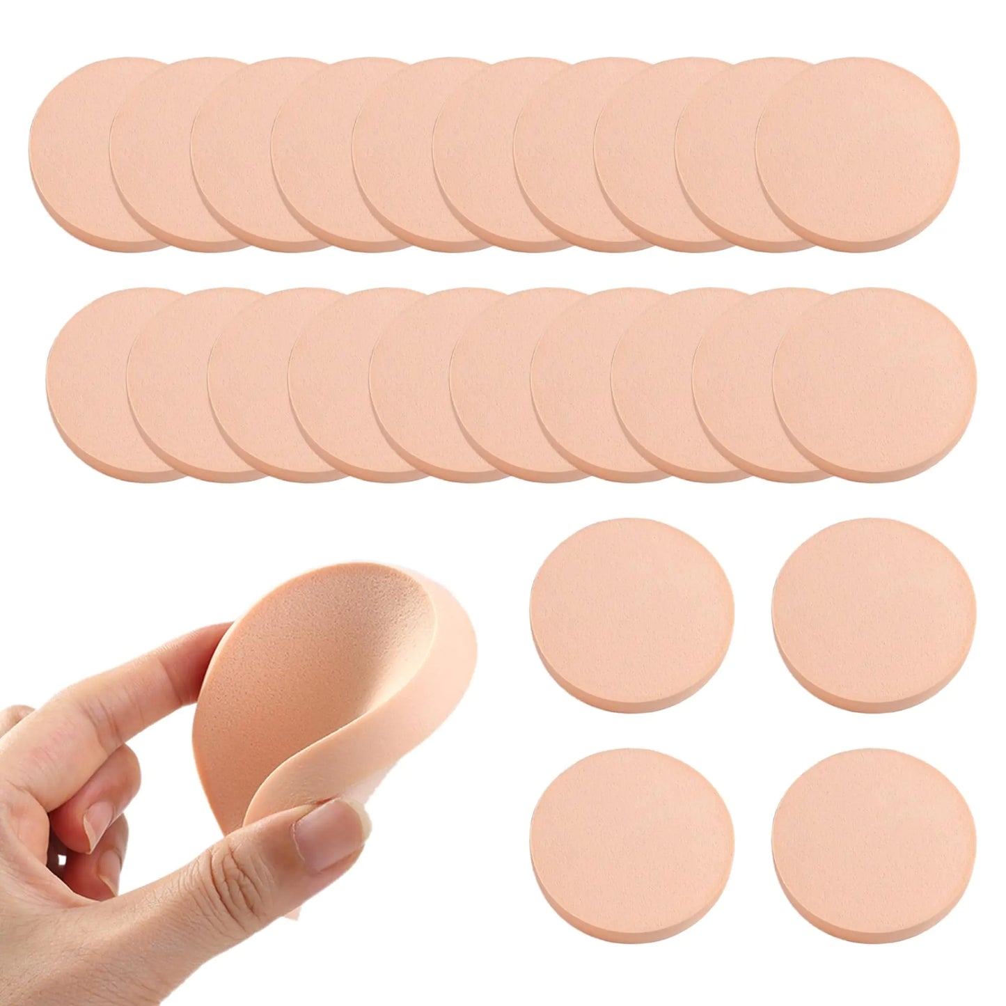 ICSTM 25 Pcs Makeup Sponge Facial Powder Puff Beauty Eye Face Foundation Blender Facial Smooth Powder Puff Cosmetics Blush Applicators Sponges Suitable for all Skin Types (25)