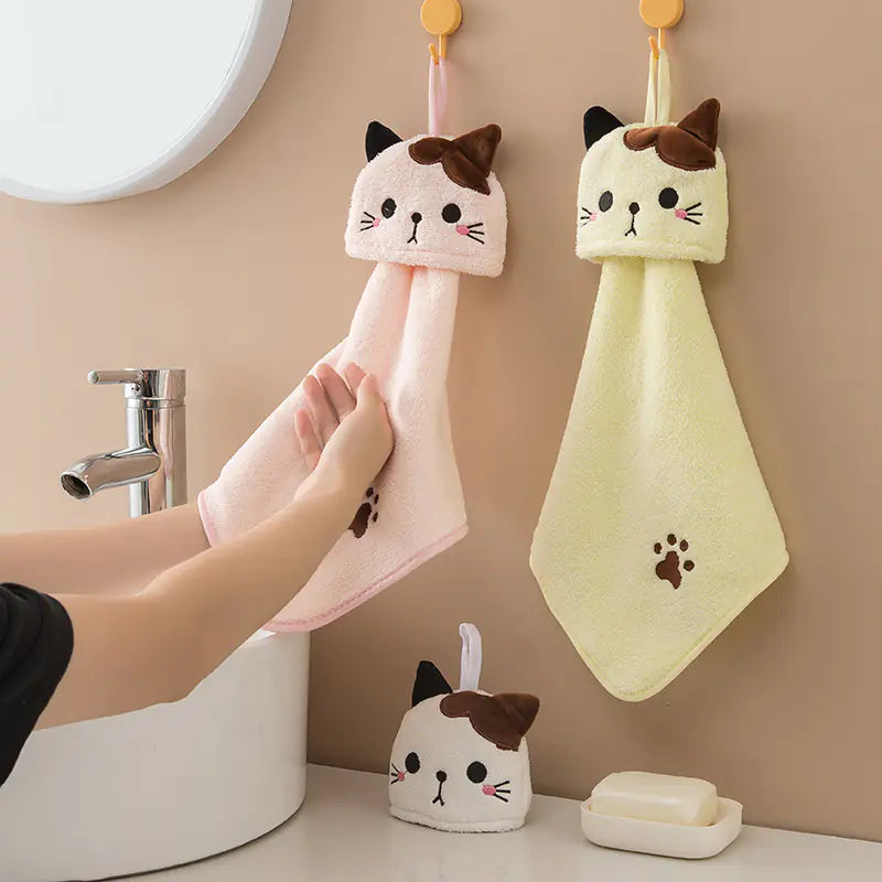 Cartoon Absorbent Hand Towel for Kids' Bathroom Decor