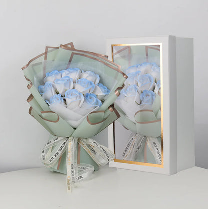 Blue Rose Soap Bouquet Gift Box