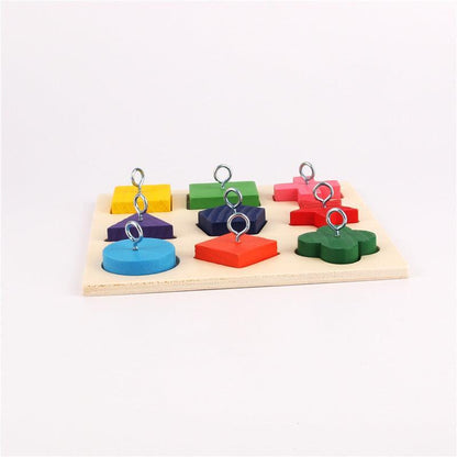 9-Piece Colorful Wooden Block Parrot Training Toy-3
