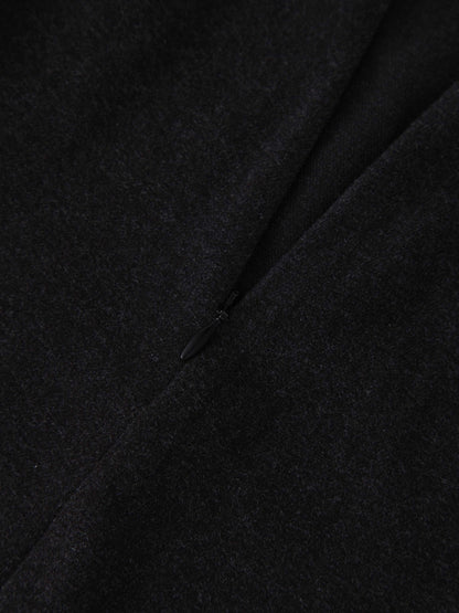 Pin Closure Wrap Skirt-Black-3