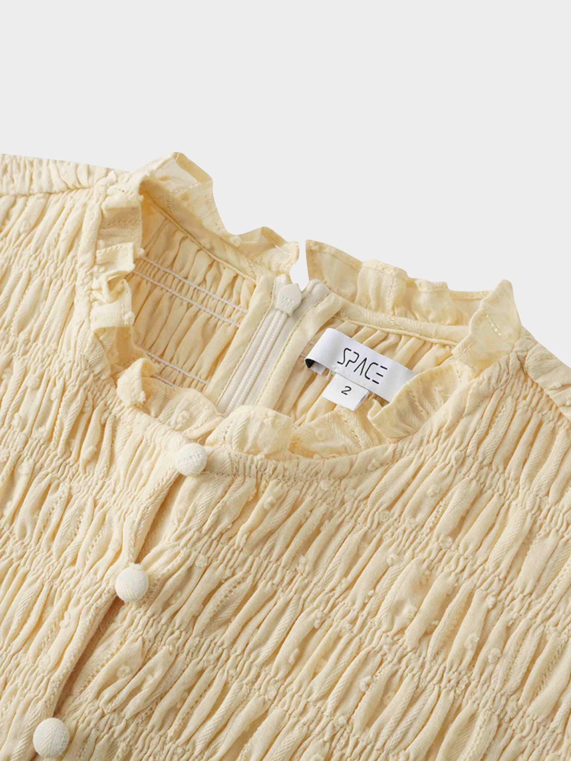Swiss Dot Ruched Top Dress-Cream-2