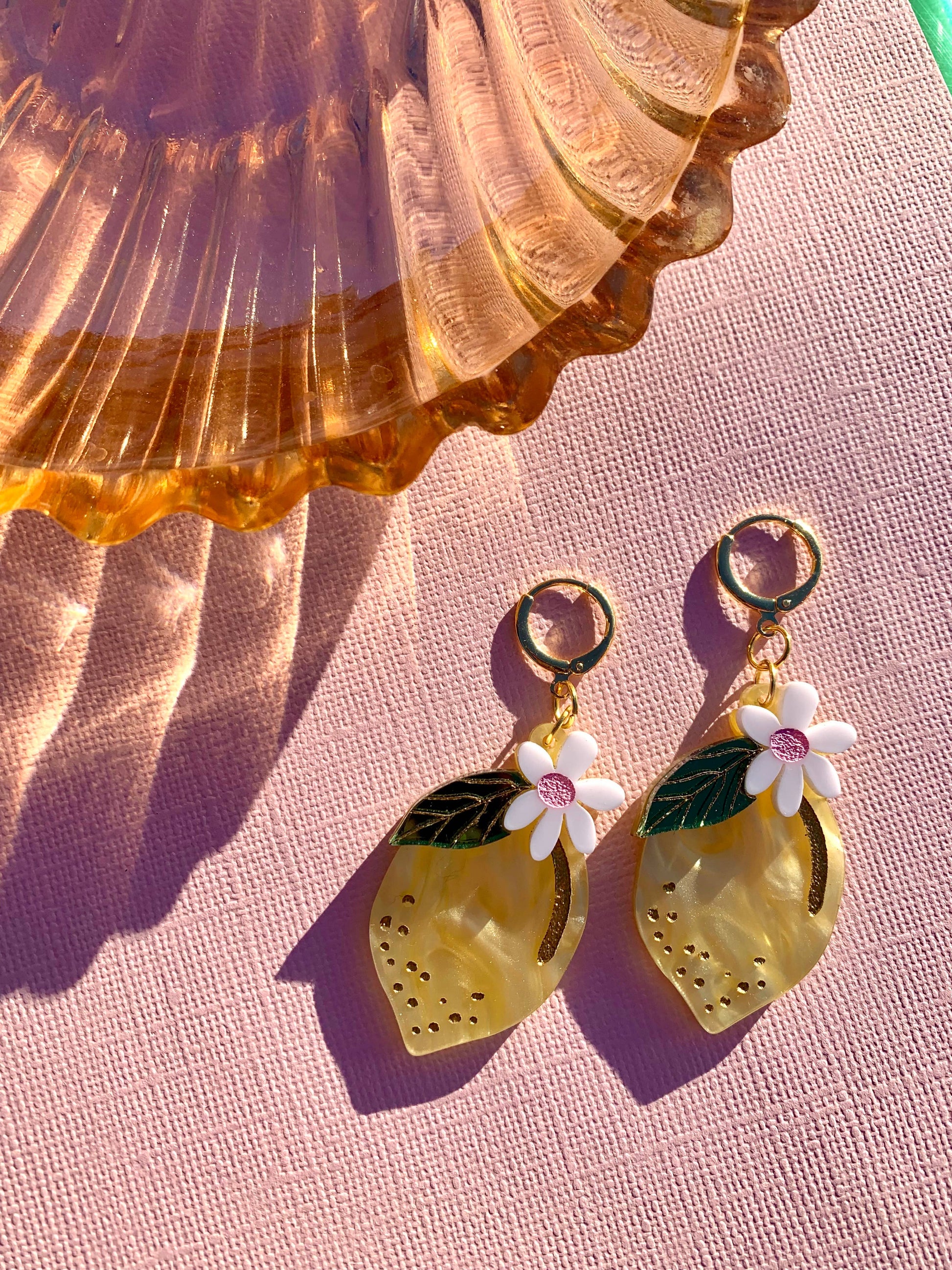 Lemons Acrylic Statement Earrings-0