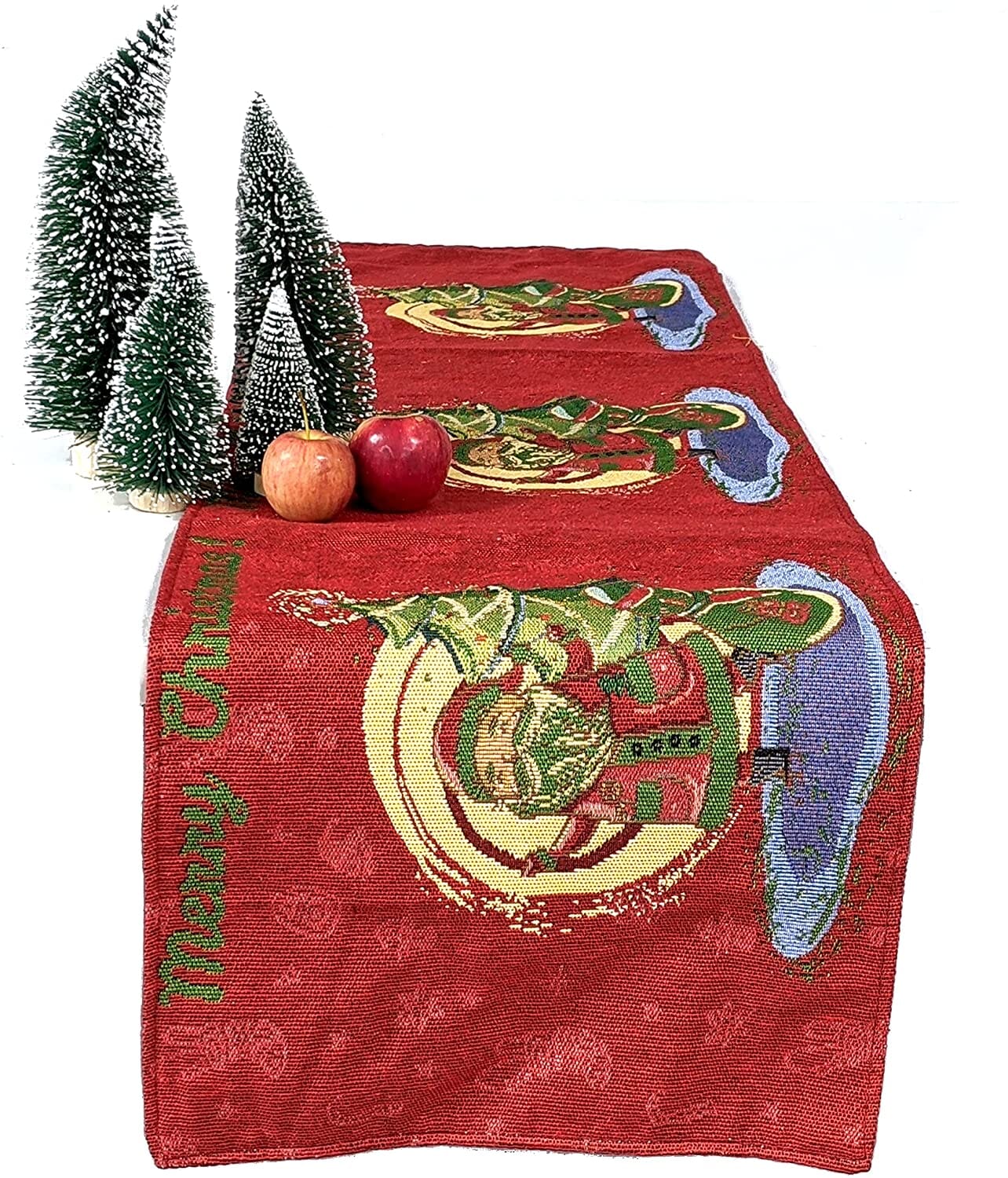 DaDa Bedding Red Santa Claus Christmas Tree Woven Tapestry Dining Table Runner (17615)-2