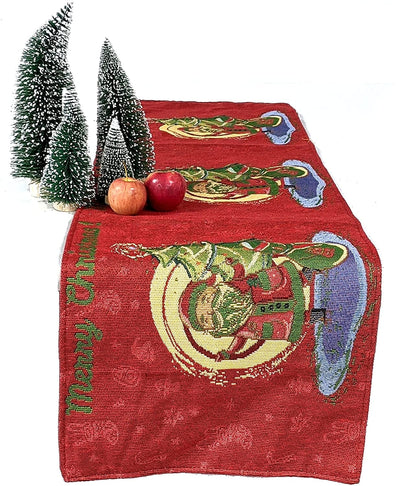 DaDa Bedding Red Santa Claus Christmas Tree Woven Tapestry Dining Table Runner (17615)-2