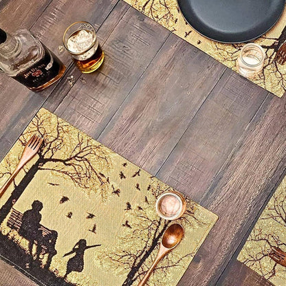 DaDalogy Autumn Birds Family Gathering Woven Tapestry Dining Table Runner (18198)-4