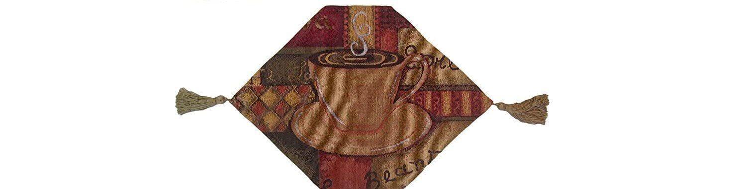 DaDa Bedding Smell of Coffee Cup Latte Java Brown Tapestry Table Runner Cloth (9912)-1
