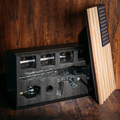 AR15 Whiskey Gun Decanter Flag Set - 1000ml Rifle & Pistol Set - Hanging Storage American Flag Gift Box & Bullet Glasses & Shot Glass, Great Gift for Army, Navy, Marines, Veterans & Gun Enthusiasts-2