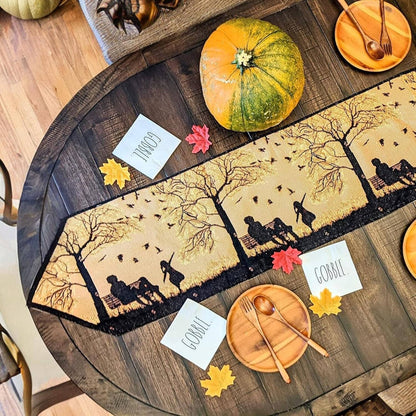 DaDalogy Autumn Birds Family Gathering Woven Tapestry Dining Table Runner (18198)-0