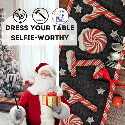 DaDa Bedding Set of 4-Pieces Peppermint Joy Holiday Tapestry Placemats 13” x 19” (12904)-1