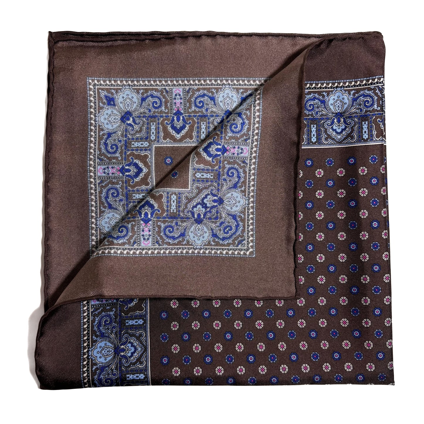 Brown Floral Silk Pocket Square-2