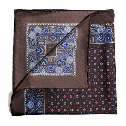 Brown Floral Silk Pocket Square-2