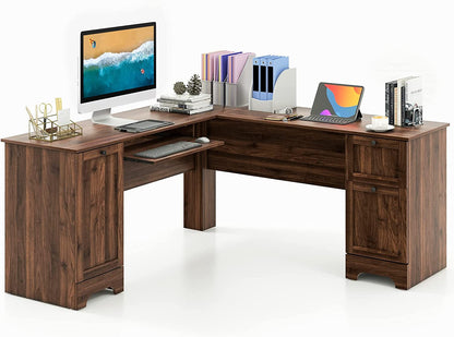 L-Shaped Desk with Storage & Keyboard Tray-1