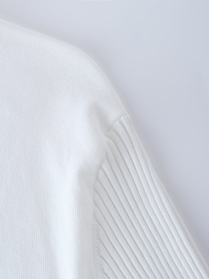 RIBBED WAISTED SWEATER-WHITE-4