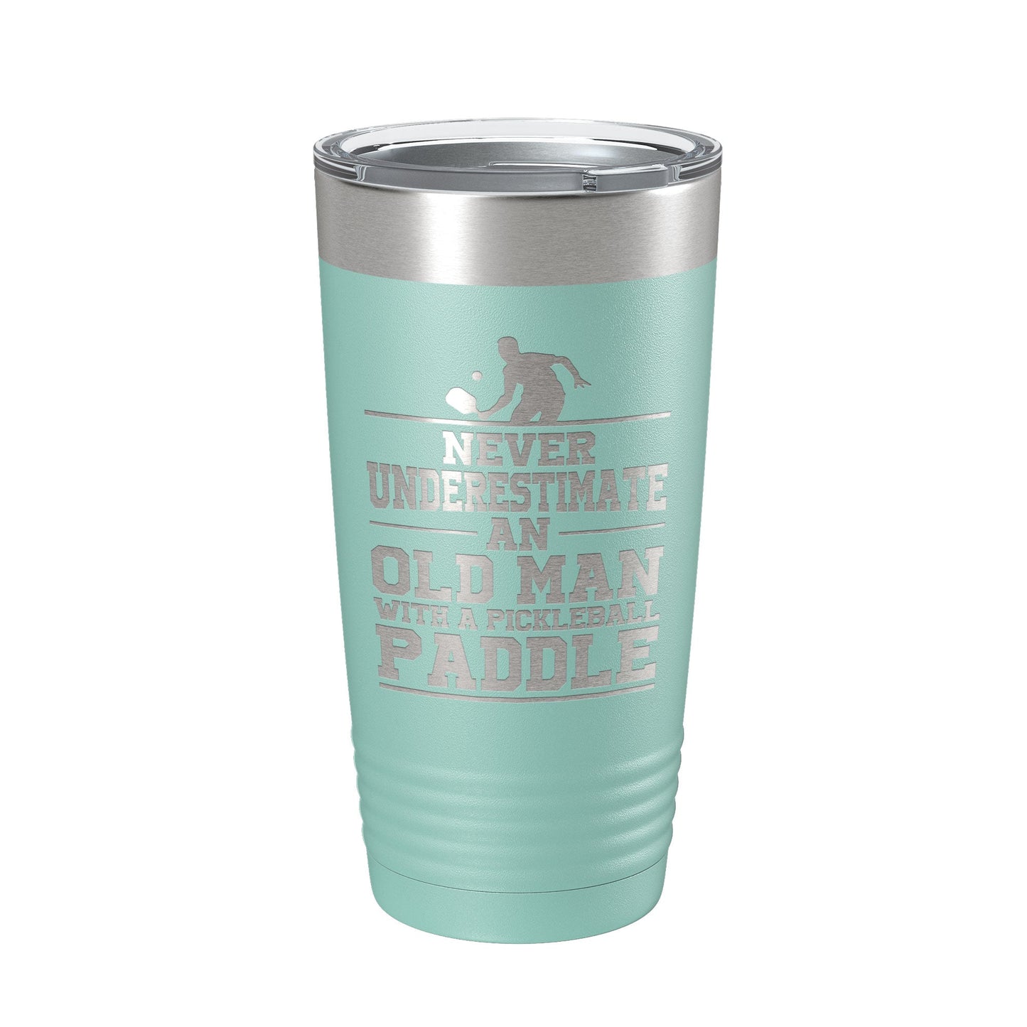 Funny Pickleball Tumbler Never Underestimate An Old Man With A Pickle Ball Paddle Travel Mug Insulated Laser Engraved Coffee Cup Gift 20 oz-12