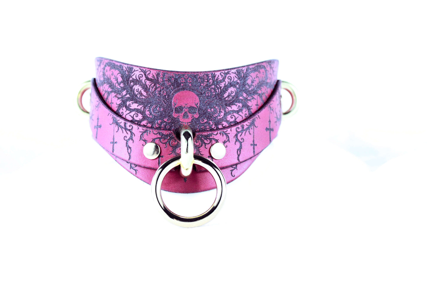 Gothic Skull Posture Collar – BDSM Leather Choker Submissive Collar-3