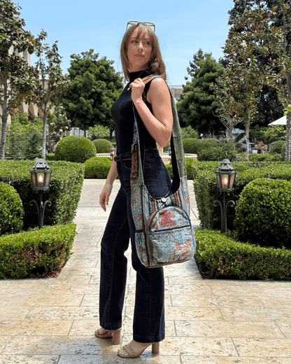 Kathmandu Collection Vintage Patchwork Hobo Bag with Water Bottle Pockets-4