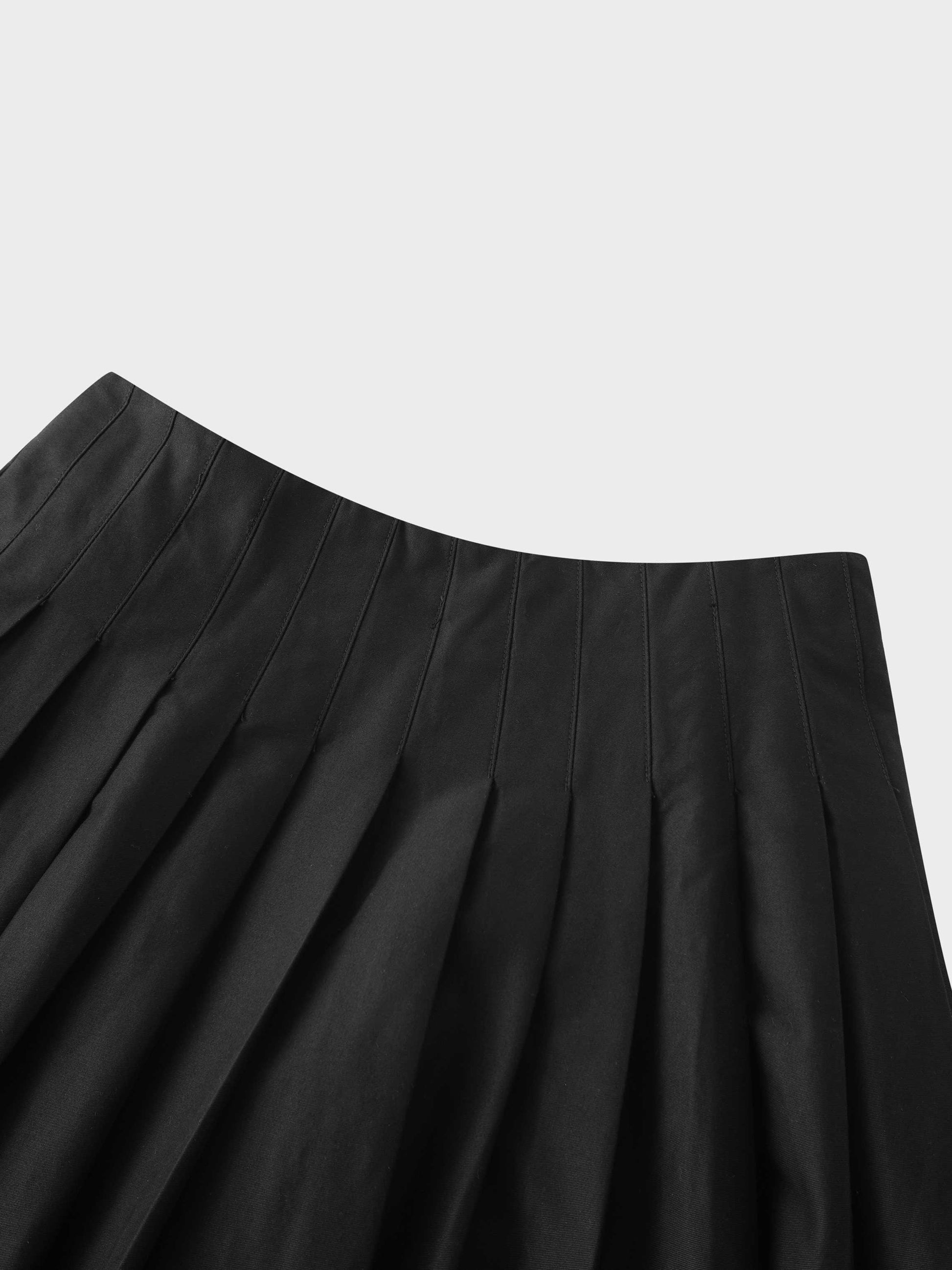Full Pleated Skirt-Black-2