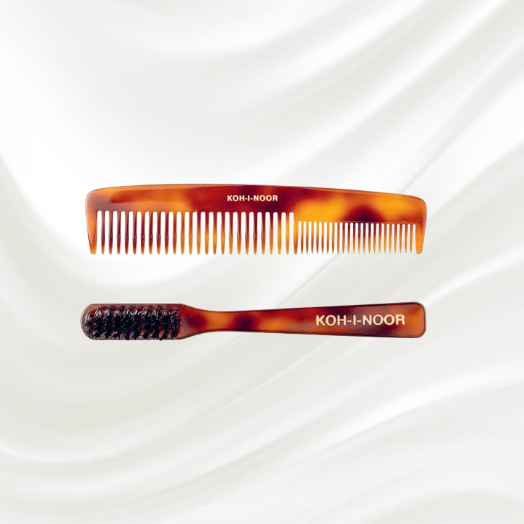 Jaspè Mustache and Beard Boar Hair Brush & Comb Set-0