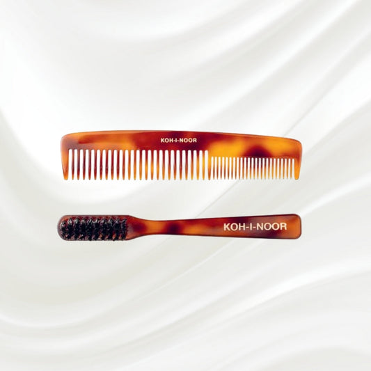 Jaspè Mustache and Beard Boar Hair Brush & Comb Set-0