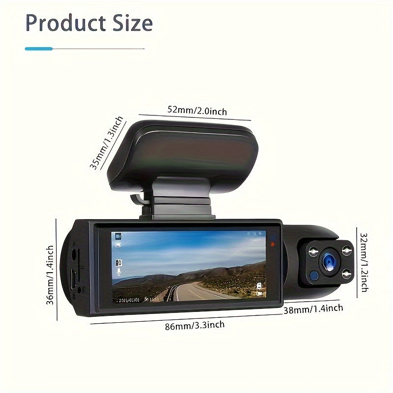 NNETM 1080P Dual-Lens Car Dash Cam with Night Vision-2