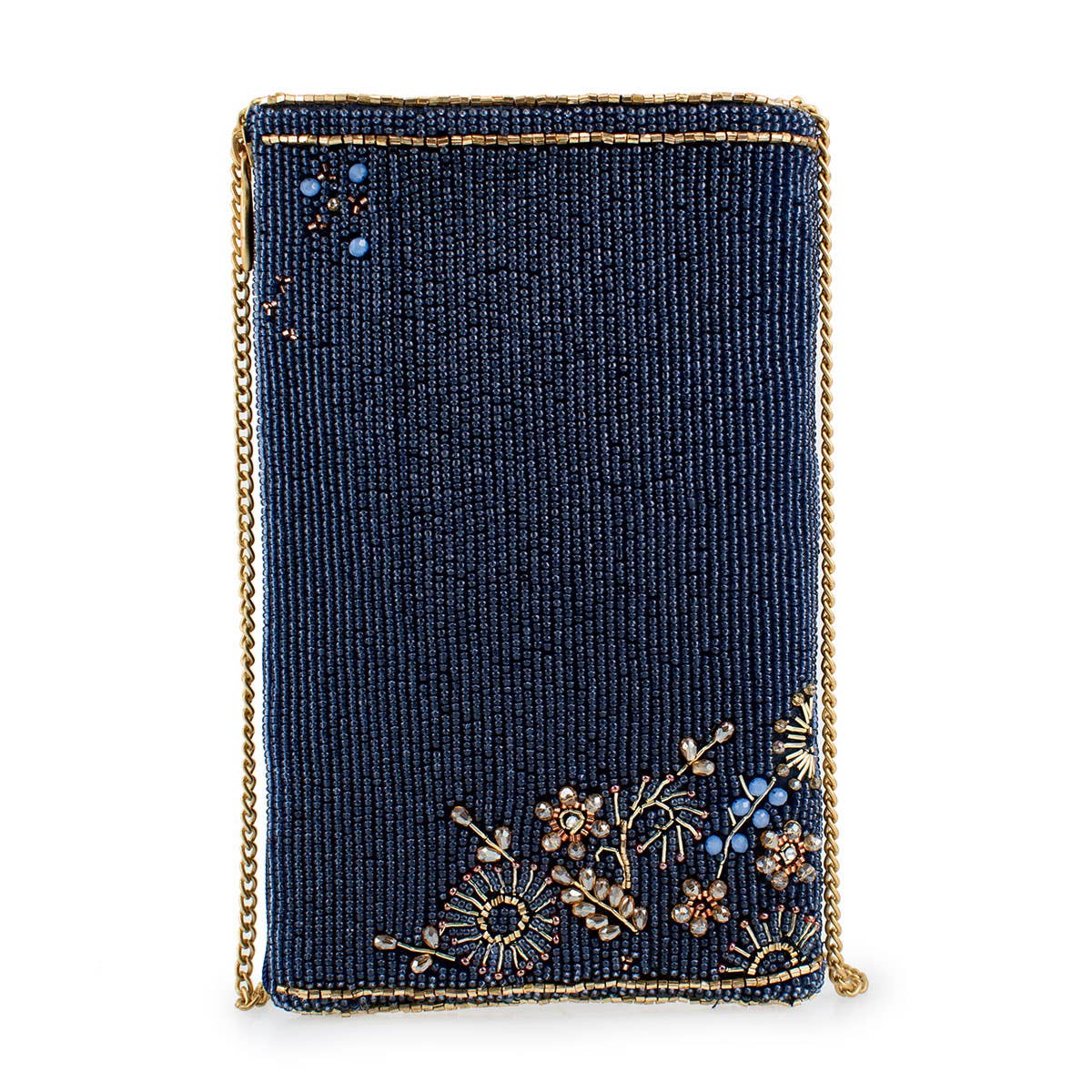 Fairy Dust and Floral Blue Beaded Crossbody Phone Bag-3