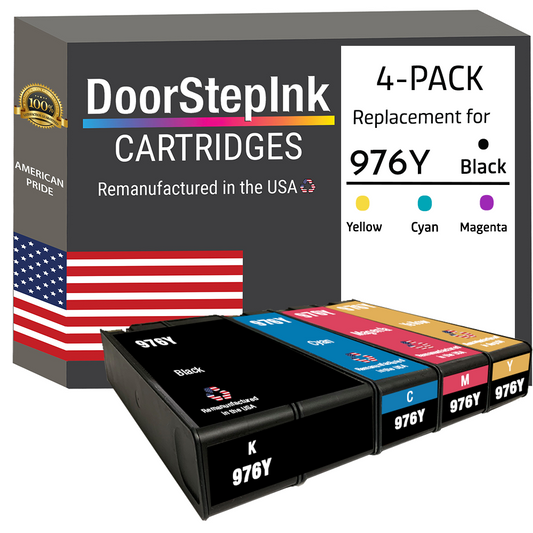 DoorStepInk Brand for HP 976Y 1 Black / 3 Color Remanufactured in the USA Ink Cartridges 4-pack-0
