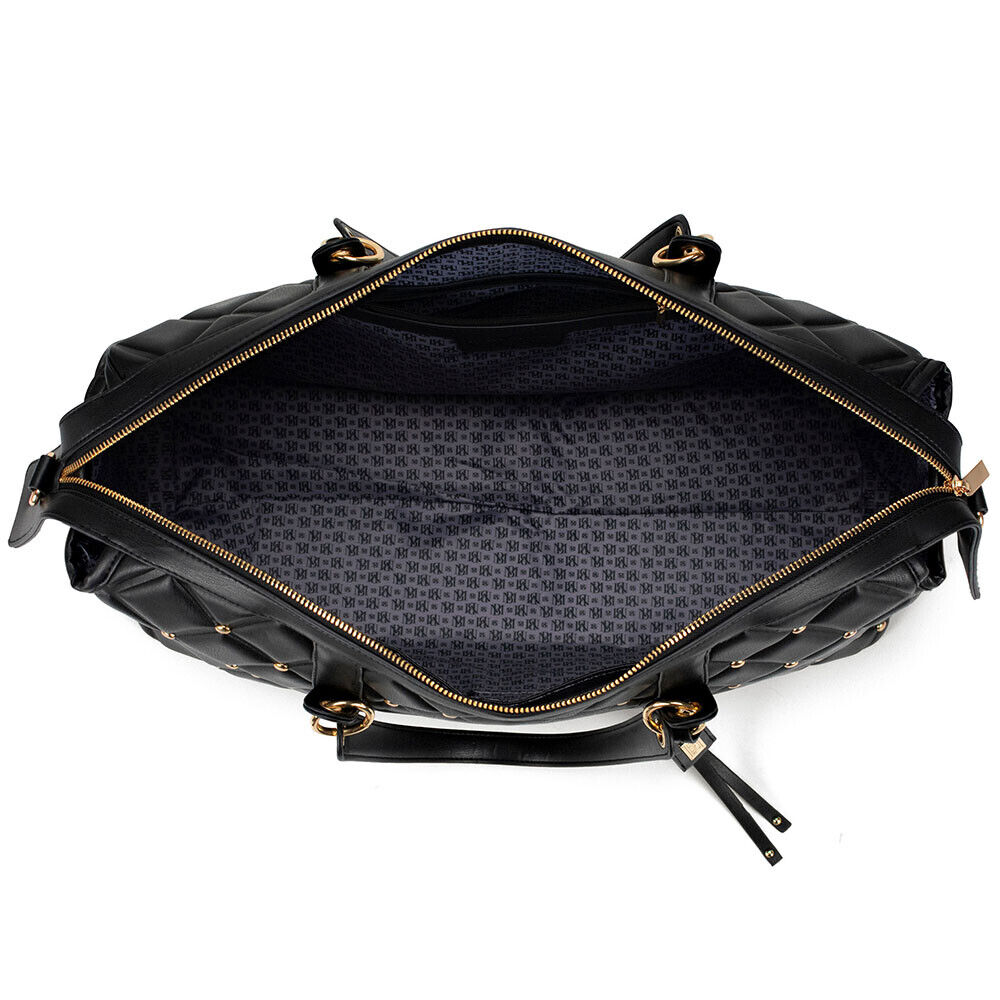 Diamond Quilted Vegan Leather Weekender Tote Bag-1