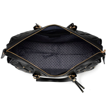 Diamond Quilted Vegan Leather Weekender Tote Bag-1