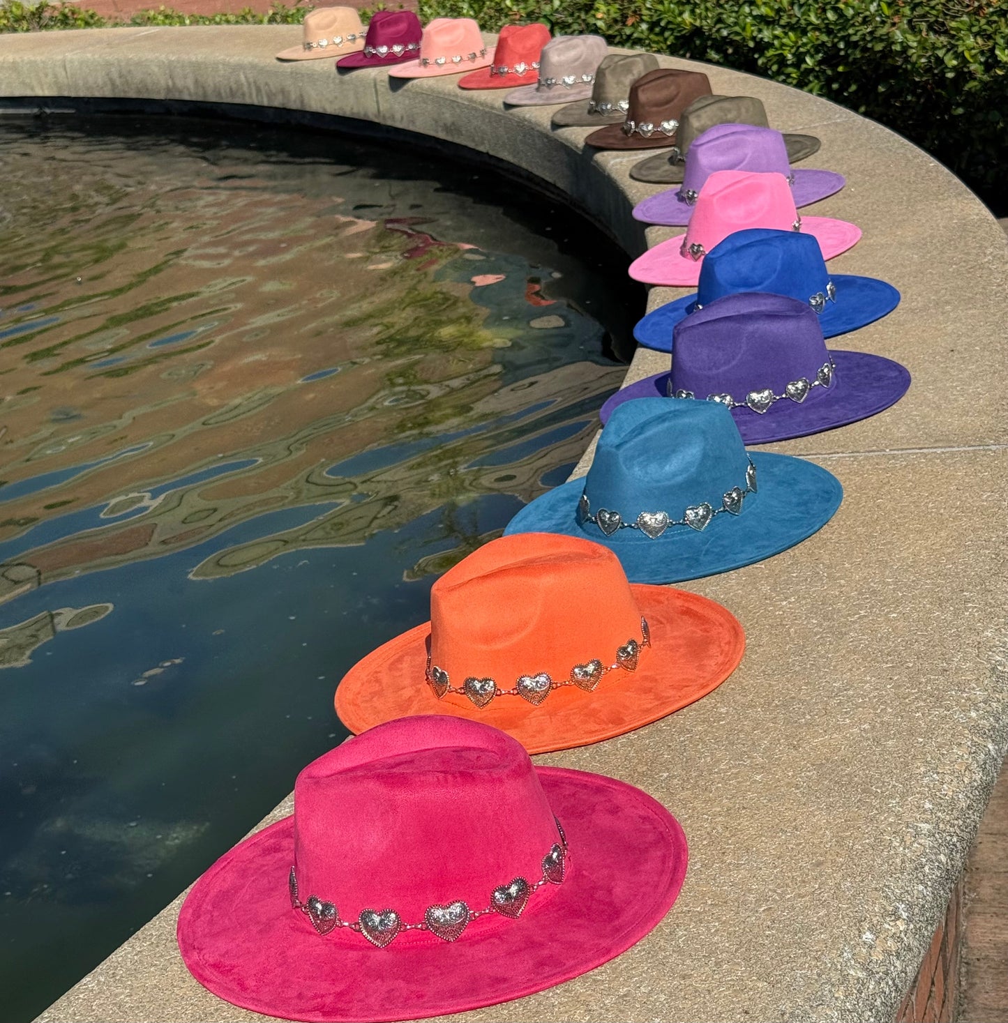 Heartbeat Suede Wide Brim Fedora Hat - Vegan Suede, Adjustable Straps, 10cm Brim, 12cm Height, Unisex Fashion Accessory-3