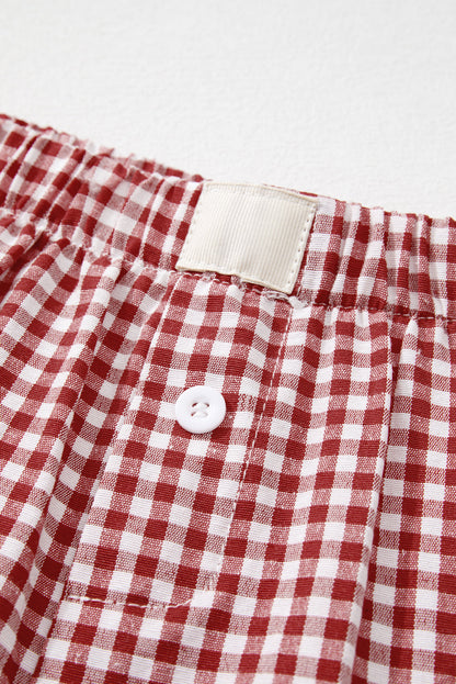 Gingham High Waist Shorts-4