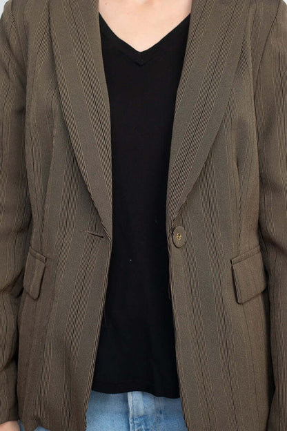 Danillo Notched Collar One Button Long Sleeve Solid Gabardine Blazer-3