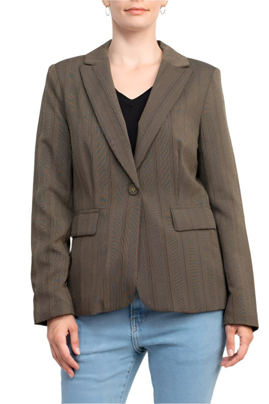 Danillo Notched Collar One Button Long Sleeve Solid Gabardine Blazer-0