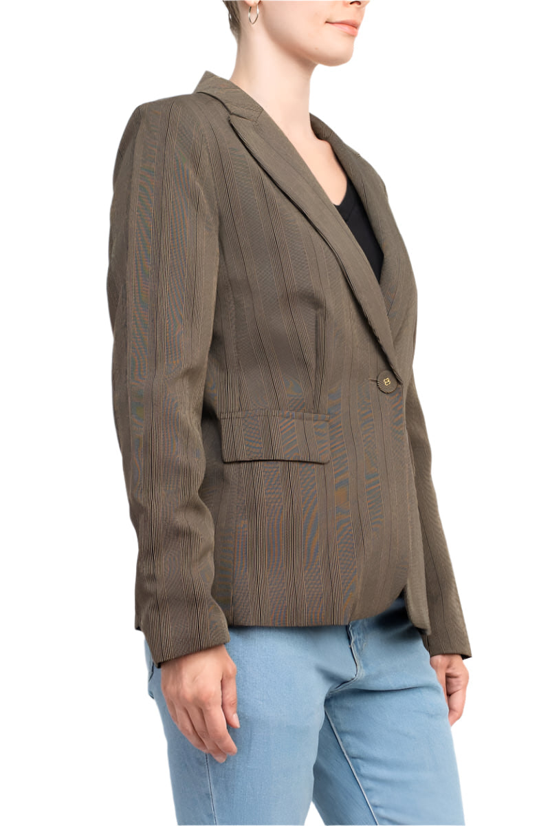 Danillo Notched Collar One Button Long Sleeve Solid Gabardine Blazer-1