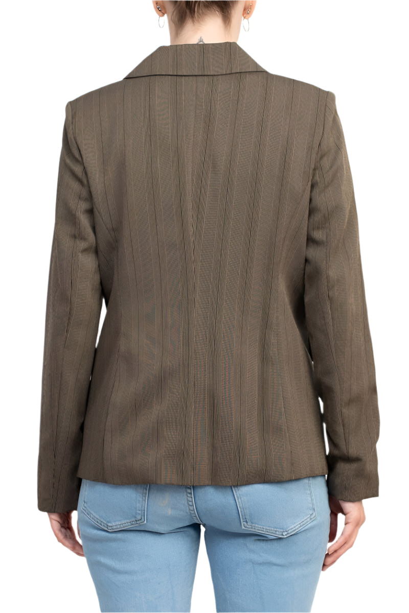 Danillo Notched Collar One Button Long Sleeve Solid Gabardine Blazer-2