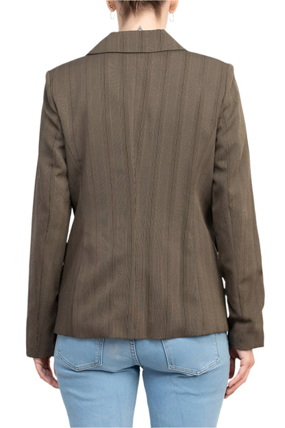 Danillo Notched Collar One Button Long Sleeve Solid Gabardine Blazer-2