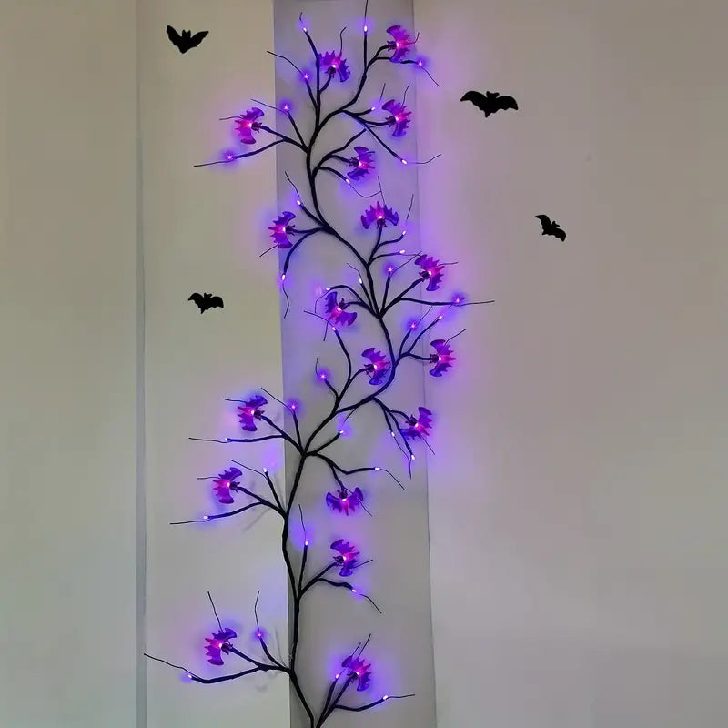 Enchanted Night Wings: Halloween Wicker Bat String Lights-4