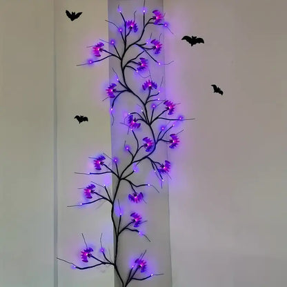 Enchanted Night Wings: Halloween Wicker Bat String Lights-4