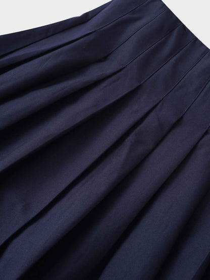 Full Pleated Skirt-Navy-4